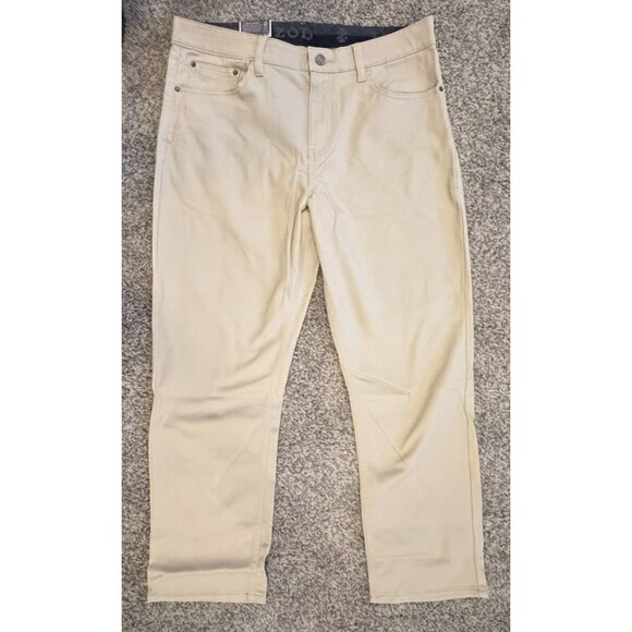 IZOD Jean Mens 36x30 Ultraflex Regular Fit Knit Denim Stretch 5 Pocket Tan NEW - Picture 1 of 11